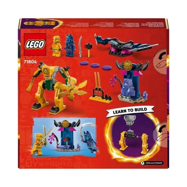 LEGO 71804 NINJAGO Arins stridsrobot, ninjaleksaker med Arins minifigurer med minikatana och robotar