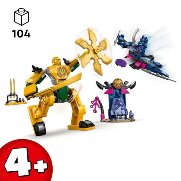 LEGO 71804 NINJAGO Arins stridsrobot, ninjaleksaker med Arins minifigurer med minikatana och robotar