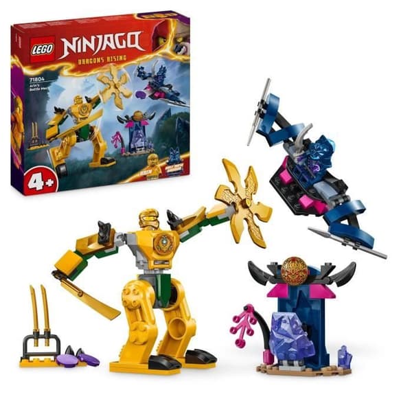 LEGO 71804 NINJAGO Arins stridsrobot, ninjaleksaker med Arins minifigurer med minikatana och robotar