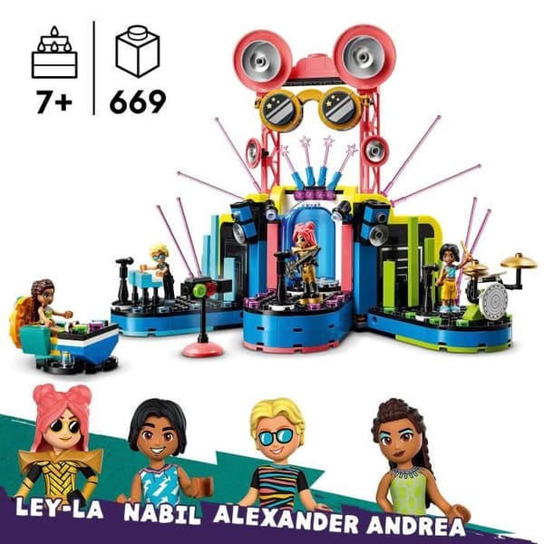 LEGO 42616 Friends Heartlake City -musikaali, lelu, jossa on neljä Andrea-hahmoa, lava ja instrumentit