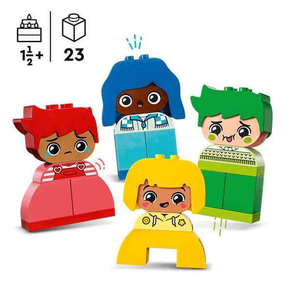 LEGO 10415 DUPLO Mina första starka känslor och stora känslor, babyleksak, 23 färgglada klossar och 4 karaktärer