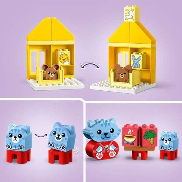LEGO 10414 DUPLO Ensimmäiset päivittäiset rituaalini - Ruoka- ja nukkumaanmenoaika, sosiaaliset lelut, 4 eläinhahmoa
