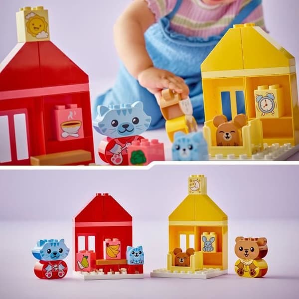LEGO 10414 DUPLO Ensimmäiset päivittäiset rituaalini - Ruoka- ja nukkumaanmenoaika, sosiaaliset lelut, 4 eläinhahmoa