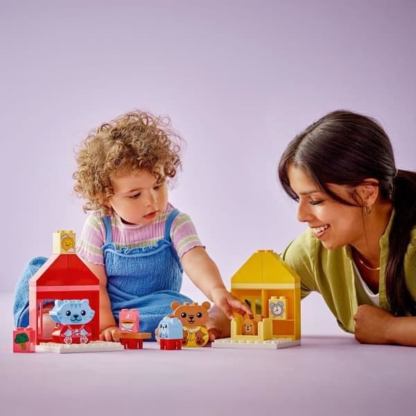 LEGO 10414 DUPLO Ensimmäiset päivittäiset rituaalini - Ruoka- ja nukkumaanmenoaika, sosiaaliset lelut, 4 eläinhahmoa