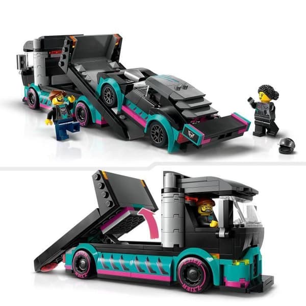 LEGO 60406 City Racerbil & Biltransporter Legetøj med Køretøj, Chauffør Minifigurer