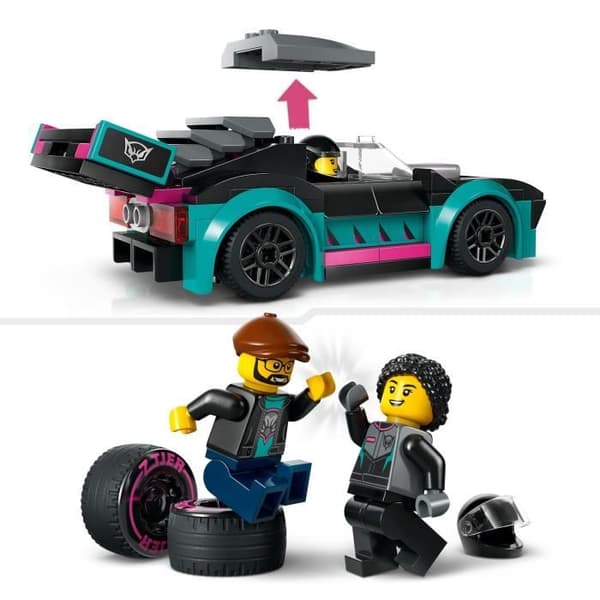 LEGO 60406 City Racerbil & Biltransporter Legetøj med Køretøj, Chauffør Minifigurer