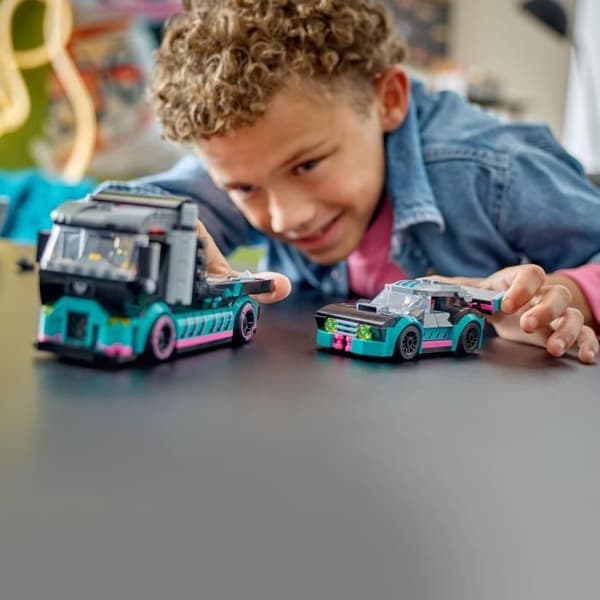 LEGO 60406 City Racerbil & Biltransporter Legetøj med Køretøj, Chauffør Minifigurer