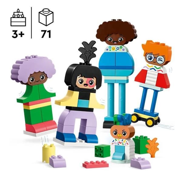 LEGO 10423 DUPLO Min Stad Karaktärer att Bygga med Olika Känslor, 71 Klossar med 5 Karaktärer