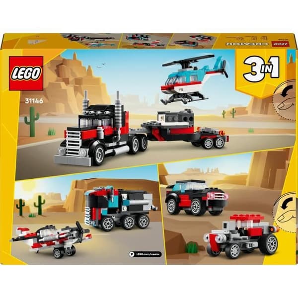 LEGO 31146 Creator 3in1 Traktori ja helikopteri, helikopteri- ja kuorma-autolelu, lentokone ja säiliöauto