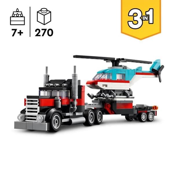 LEGO 31146 Creator 3in1 Traktori ja helikopteri, helikopteri- ja kuorma-autolelu, lentokone ja säiliöauto