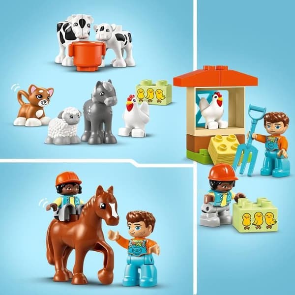 LEGO 10416 DUPLO Min stad tar hand om bondgårdsdjur, pedagogiska leksaker för spädbarn, hus, hästminifigurer