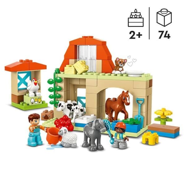 LEGO 10416 DUPLO Min stad tar hand om bondgårdsdjur, pedagogiska leksaker för spädbarn, hus, hästminifigurer