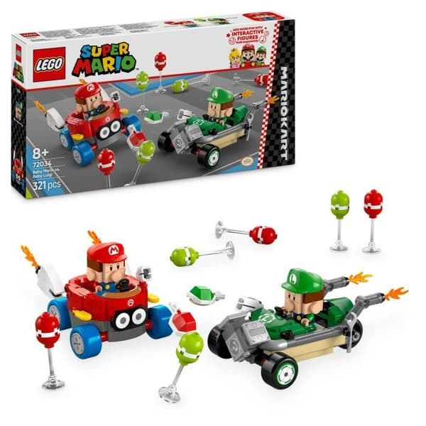 LEGO Super Mario 72034 Mario Kart – Baby Mario vs. Baby Luigi – Nintendo-present