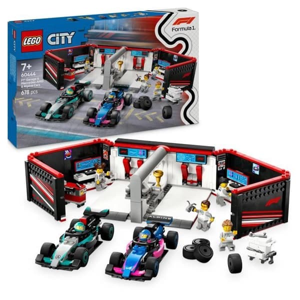 LEGO City 60444 F1 Garage och Mercedes-AMG och Alpine Cars spel för 7-åriga pojkar
