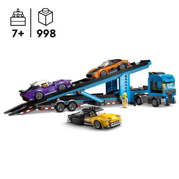 LEGO City 60408 Sportbilstransportör, 4 fordon för barn
