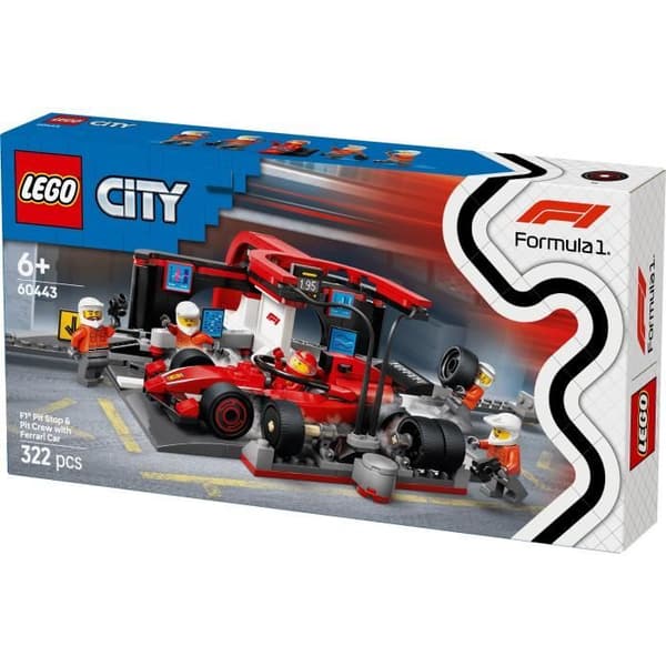 LEGO City 60443 F1 Depåstopp med Ferrari - Leksak för en pojke på 6 år