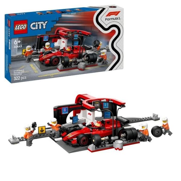 LEGO City 60443 F1 Depåstopp med Ferrari - Leksak för en pojke på 6 år