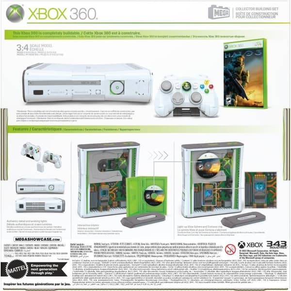 Byggesæt - MEGA - Xbox 360 Replica - 1342 dele - Controller med LED - Til voksne