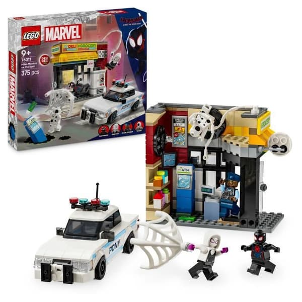 LEGO Marvel 76311 Hämähäkkimaailma: Miles Morales vastaan Tahra - Peli 9-vuotiaille ja sitä vanhemmille pojille