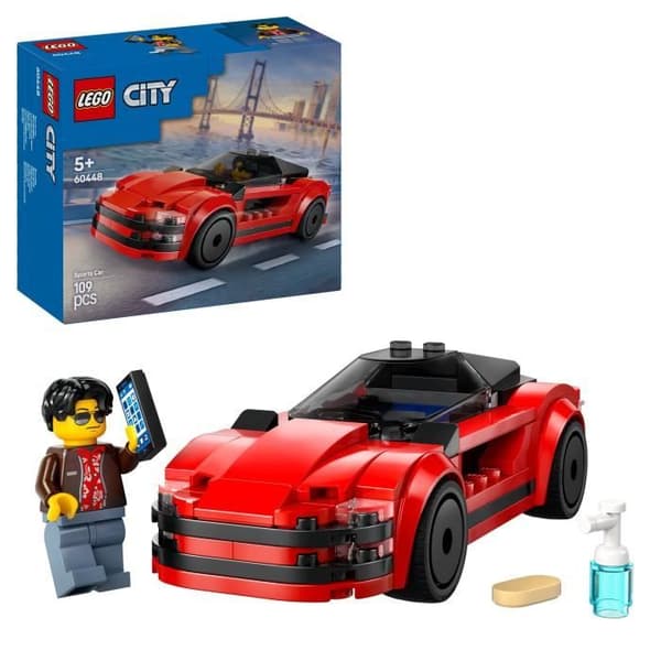 LEGO City 60448 Punainen urheiluauto - Rakennuslelu 5-vuotiaille ja sitä vanhemmille pojille