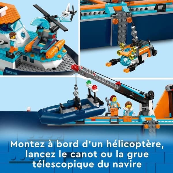 LEGO CITY 60368 Arktinen tutkimuslaiva, suuri kelluva venelelu, lasten lahja