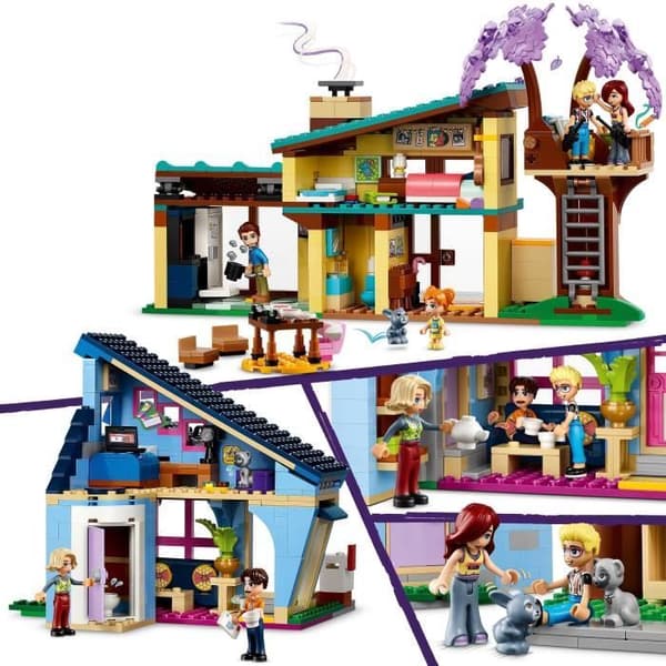 LEGO 42620 Friends Ollyn ja Paisleyn perhetalo, nukkehahmoilla ja tarvikkeilla