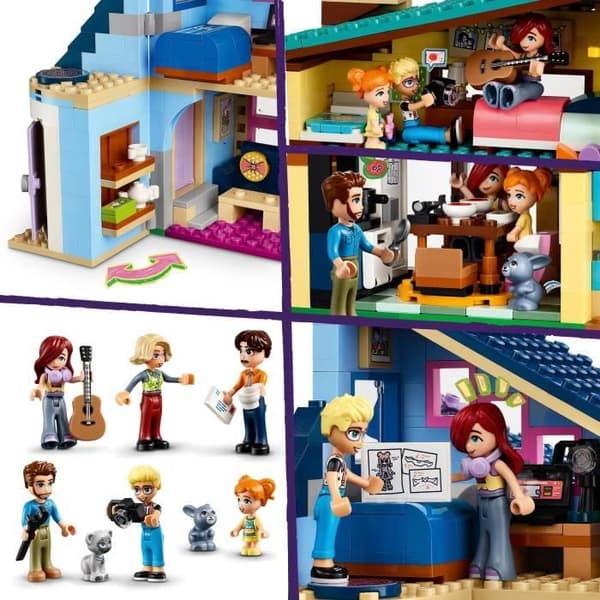 LEGO 42620 Friends Ollyn ja Paisleyn perhetalo, nukkehahmoilla ja tarvikkeilla