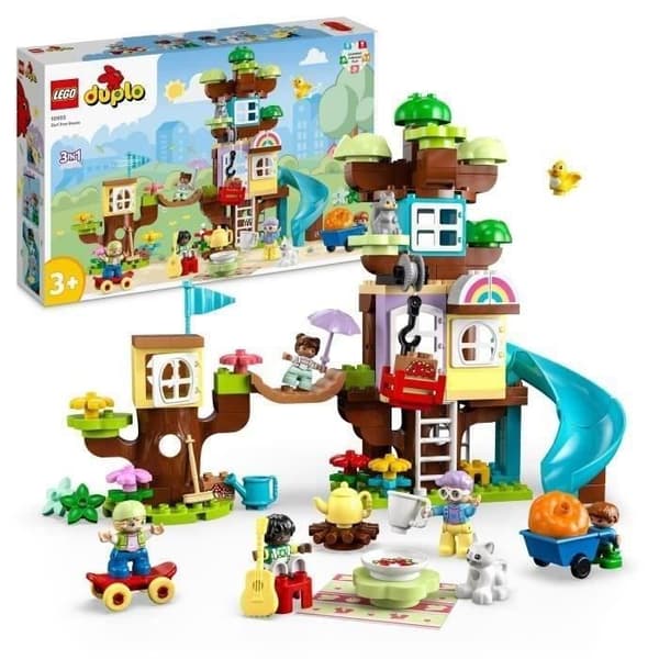 LEGO DUPLO 10993 Stugan i trädet 3-i-1, pedagogisk leksak för barn från 3 år, med klossar