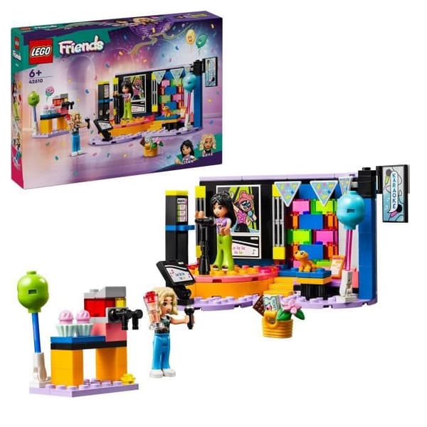 LEGO 42610 Friends Karaoke, musikleksak med dockor och figurer av Liann och Nova och en gekko
