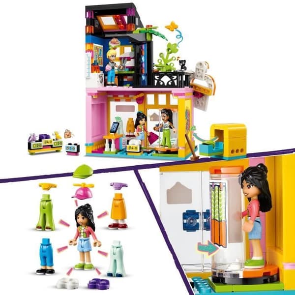 LEGO 42614 Friends Vintage-vaatekaupan malli Ollyn, Liannin ja Jordinin mini-nukeilla ja kissahahmolla