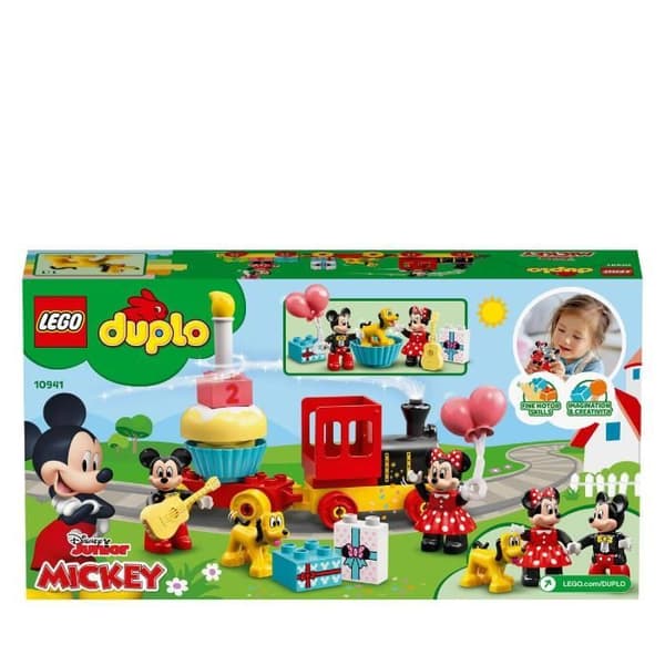 LEGO 10941 DUPLO Disney Mickey og Minnies fødselsdagstoglegetøj til børn fra 2 år med tog og figurer