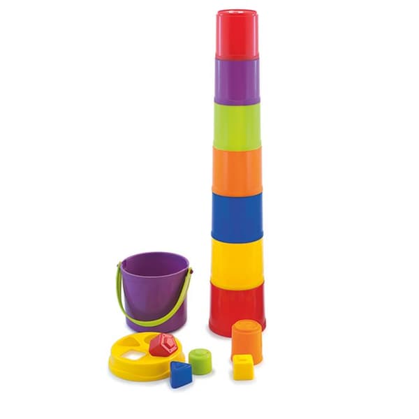 Pyramid med 10 häcklådor av plast + hink - MINILAND - GIGANTE - Pedagogiskt spel - Blandat - Baby