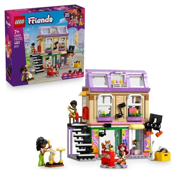 LEGO Friends 42653 Musikbutik och Lägenhet - Spel för Flickor från 7 År