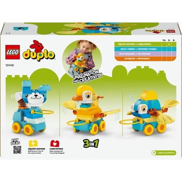 LEGO DUPLO Min Stad 10448 Djur På Hjul 3-I-1 - Byggset För Barn Från 2 År – Hund