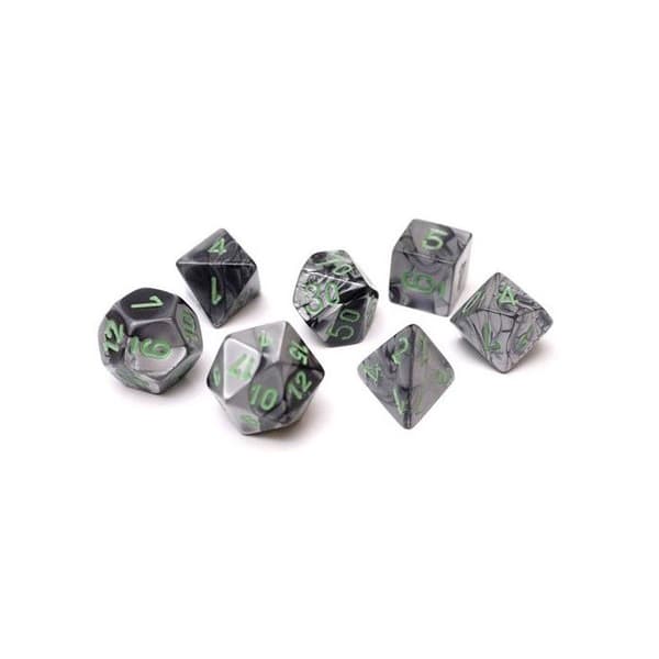 Rollspel Chessex Set med 7 tärningar Gemini Grå och Grön