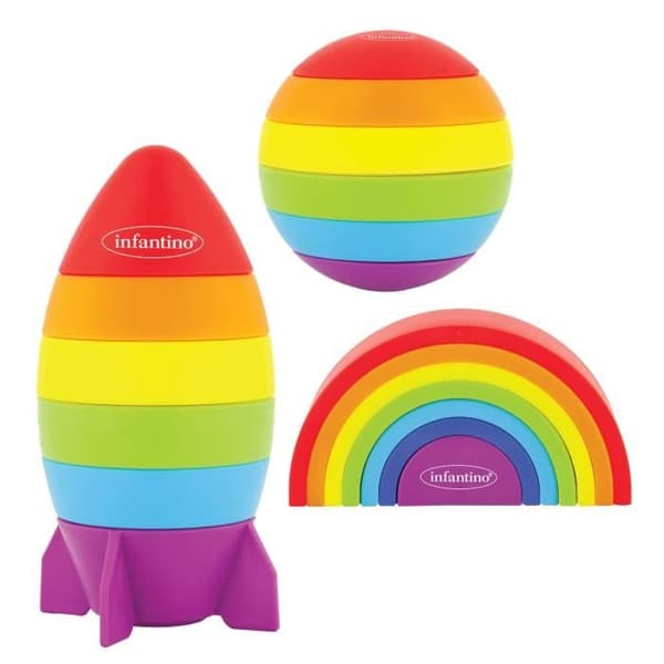 Stapellek - Infantino - Imagination Stackers - Regnbåge - 3 delar - För barn 2 år+