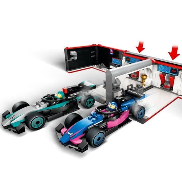 LEGO City 60444 F1 garage och Mercedes-AMG och alpina bilar Spel för pojkar från 7 år och uppåt