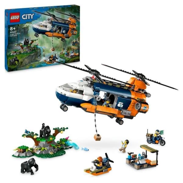 LEGO City 60437 Djungelutforskare Helikopterbasläger, Ålder 8+