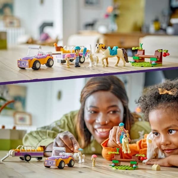 LEGO 42634 Friends Häst- och ponnyvagn med Liann, Zoya och 2 djurfigurer