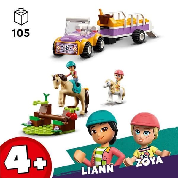 LEGO 42634 Friends Häst- och ponnyvagn med Liann, Zoya och 2 djurfigurer