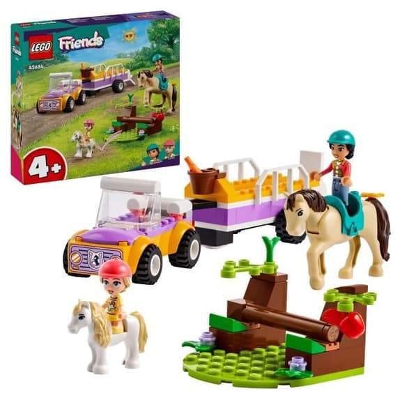 LEGO 42634 Friends Häst- och ponnyvagn med Liann, Zoya och 2 djurfigurer