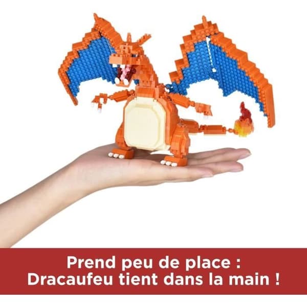 Pokémon Charizard -figuuri - BANDAI - Nanoblock - 860-osainen palikkafiguuri - Rakennussarja - NBPM80