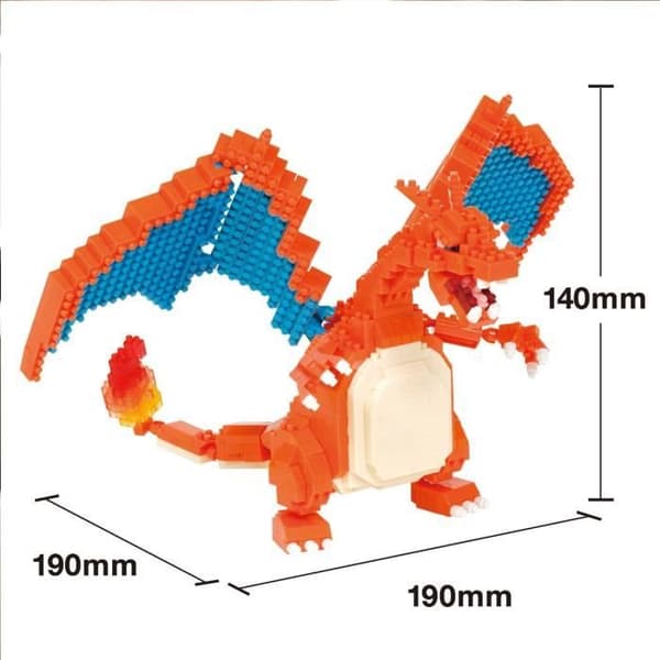 Pokémon Charizard -figuuri - BANDAI - Nanoblock - 860-osainen palikkafiguuri - Rakennussarja - NBPM80