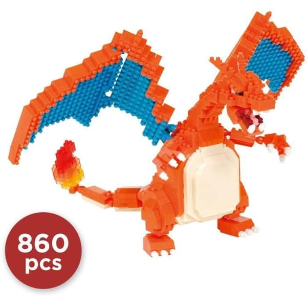 Pokémon Charizard -figuuri - BANDAI - Nanoblock - 860-osainen palikkafiguuri - Rakennussarja - NBPM80