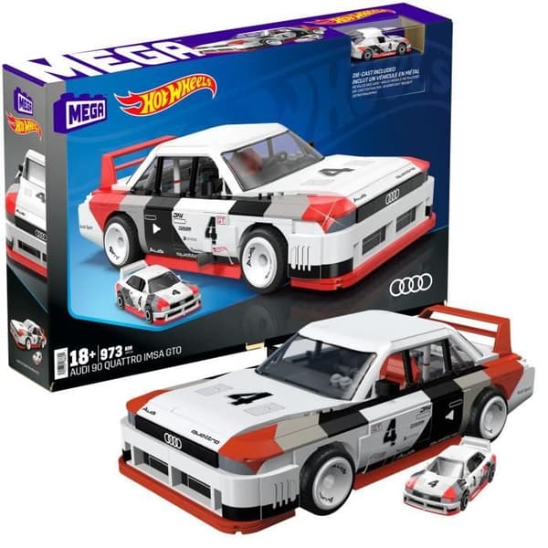 MEGA-Hot Wheels-Audi 90 Quattro IMSA GTO, 973 delar för att bygga HRY20