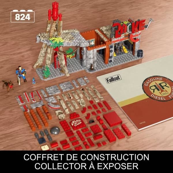 MEGA Red Rocket Fallout Truck Stop-sæt, 824 dele, 2 leddelte figurer og tilbehør HXT00