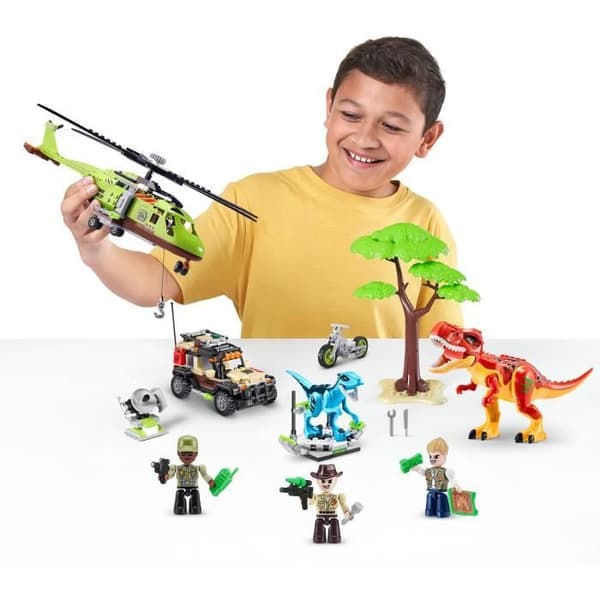 Byggset - ZURU - Dino Adventure Dino Hunt (592 delar) - Förhistoriskt äventyr med dinosaurier och fordon