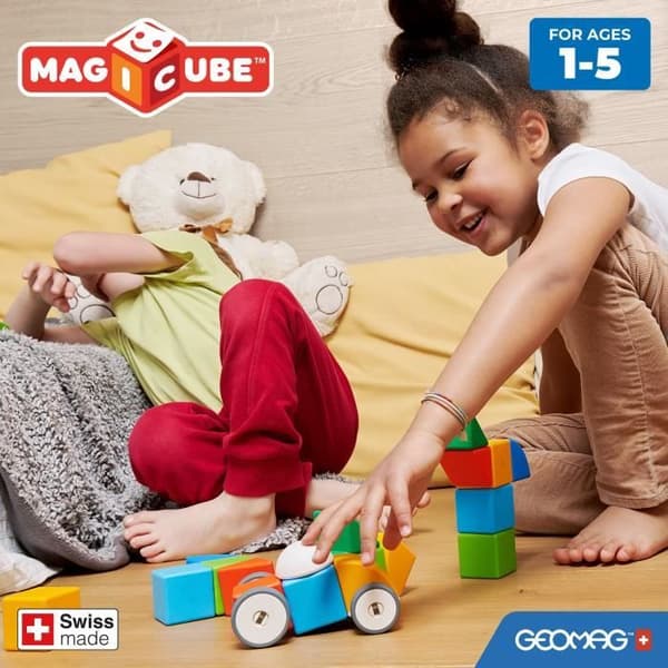 Magnetiske klodser - GEOMAG - Magicube 308 - 10 stk. - Forskellige former - Køretøjer - Genbrugsplast