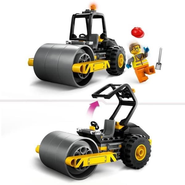 LEGO 60401 City Construction Machinery Damptromle Lastbil Legetøjsmodel med Arbejder Minifigurer