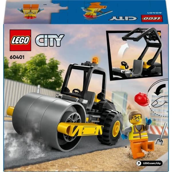 LEGO 60401 City Construction Machinery Damptromle Lastbil Legetøjsmodel med Arbejder Minifigurer